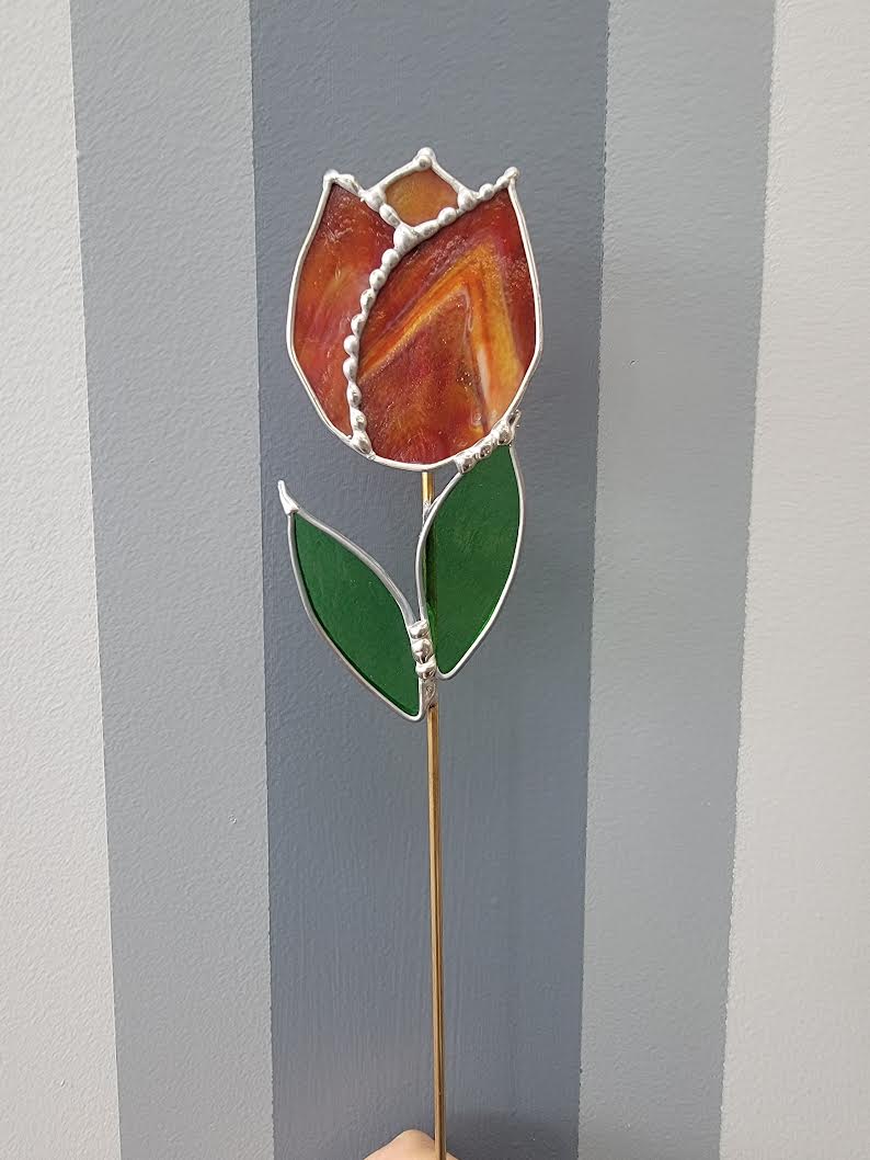 Stained Glass Tulip Plant Stake