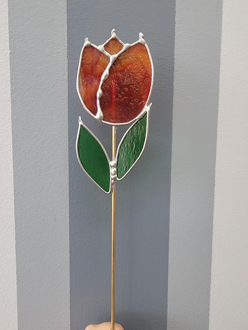 Stained Glass Tulip Plant Stake