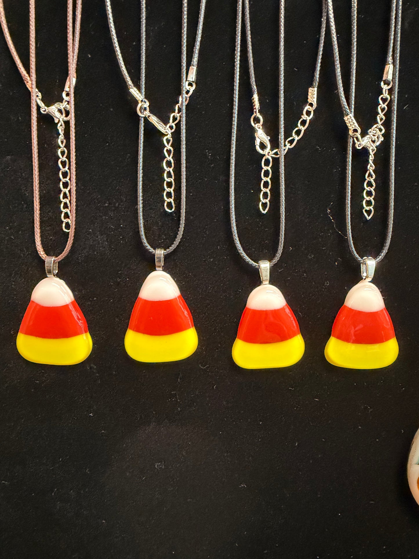 Candy Corn Necklace, Fused Glass