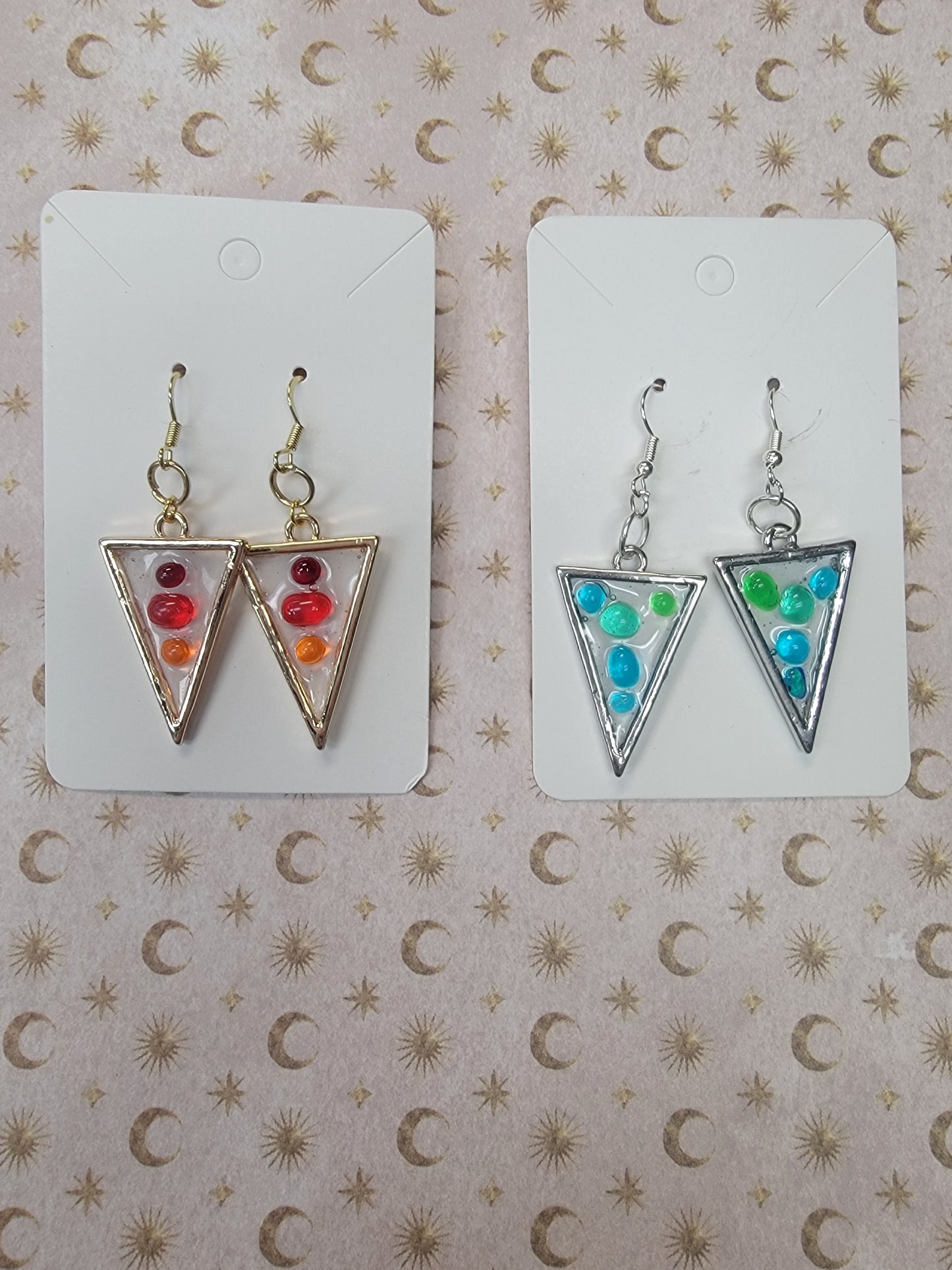 Earrings, stained glass & resin
