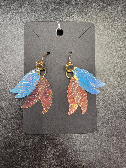 Earrings, Feathers/leaves