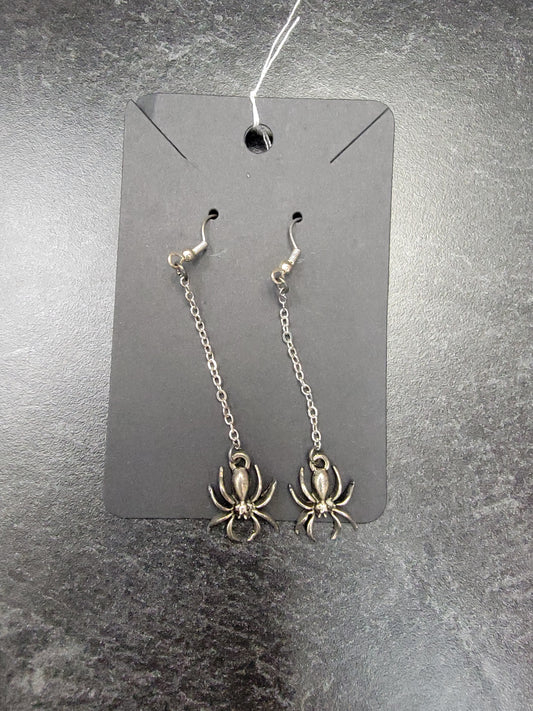 Earrings, Silver Spider