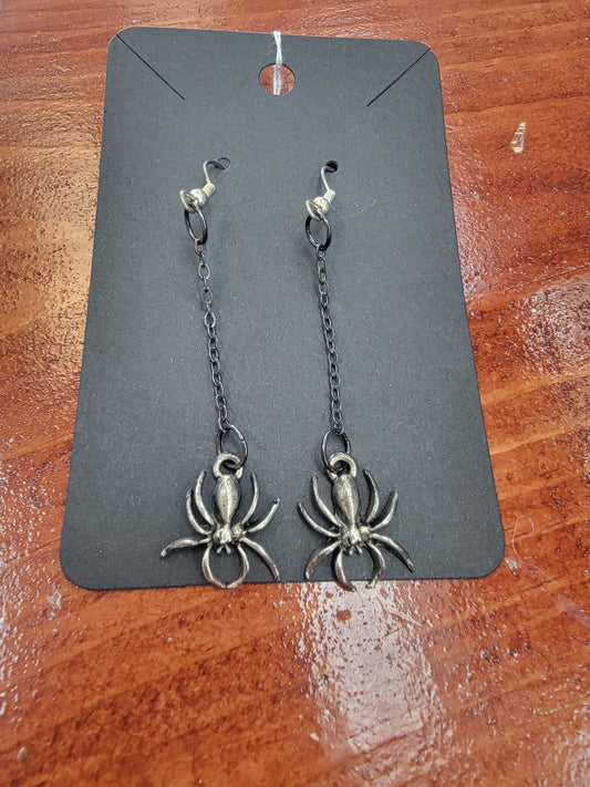 Earrings, Black Spider