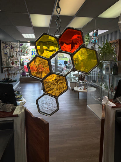 Honeycomb Stained Glass Suncatcher