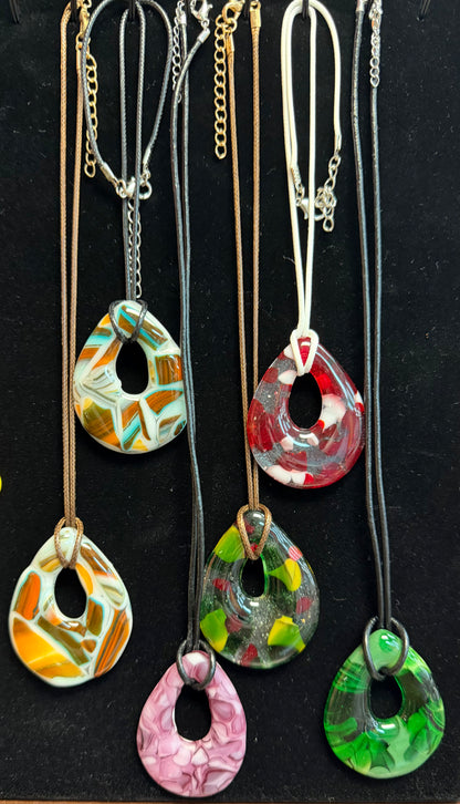 Fused Glass Art Pendant Necklace