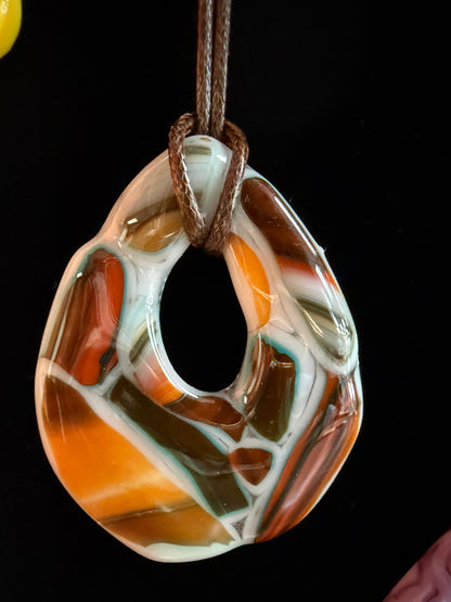 Fused Glass Art Pendant Necklace