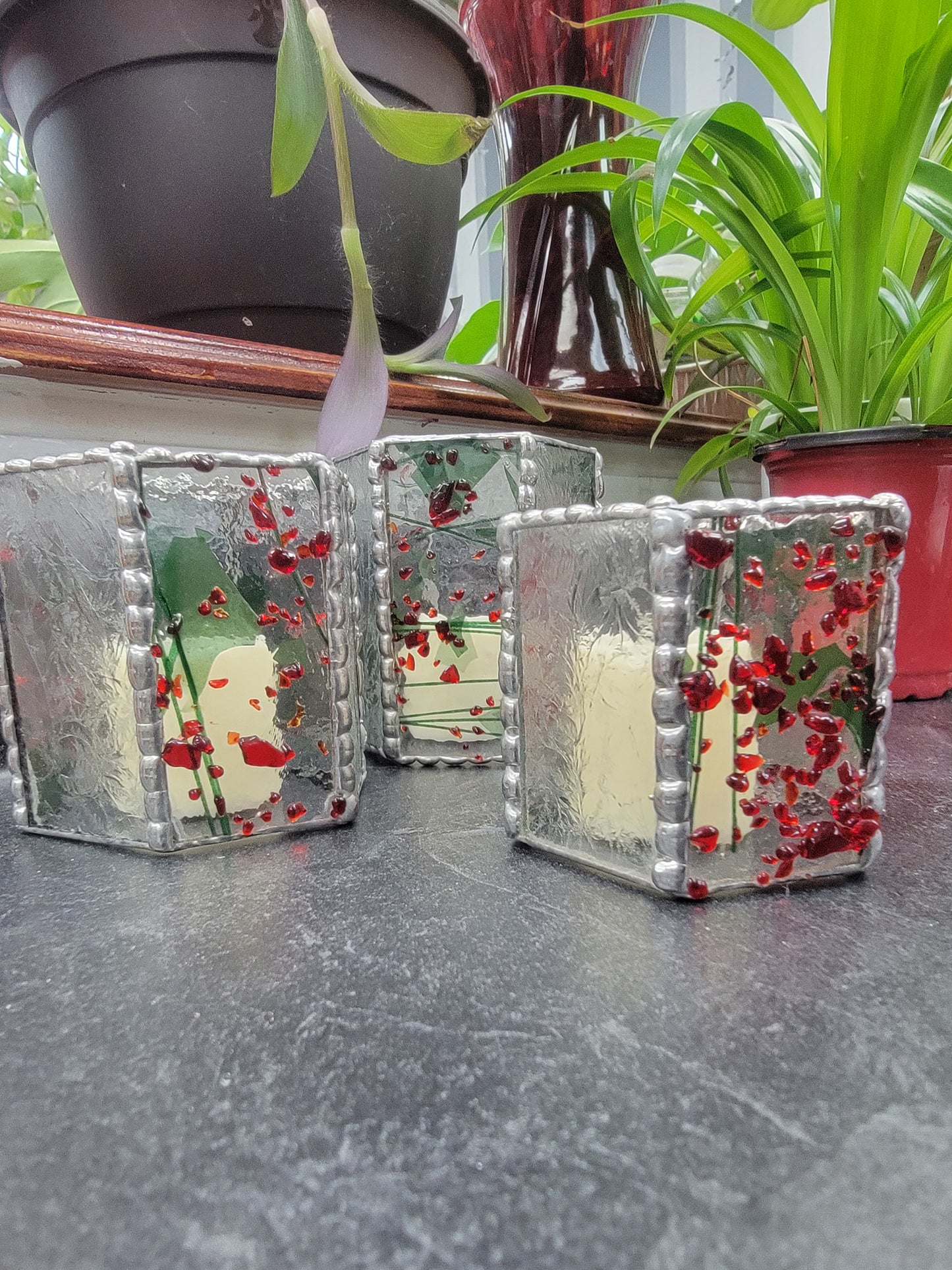 Christmas Candle Holder, Stained Glass