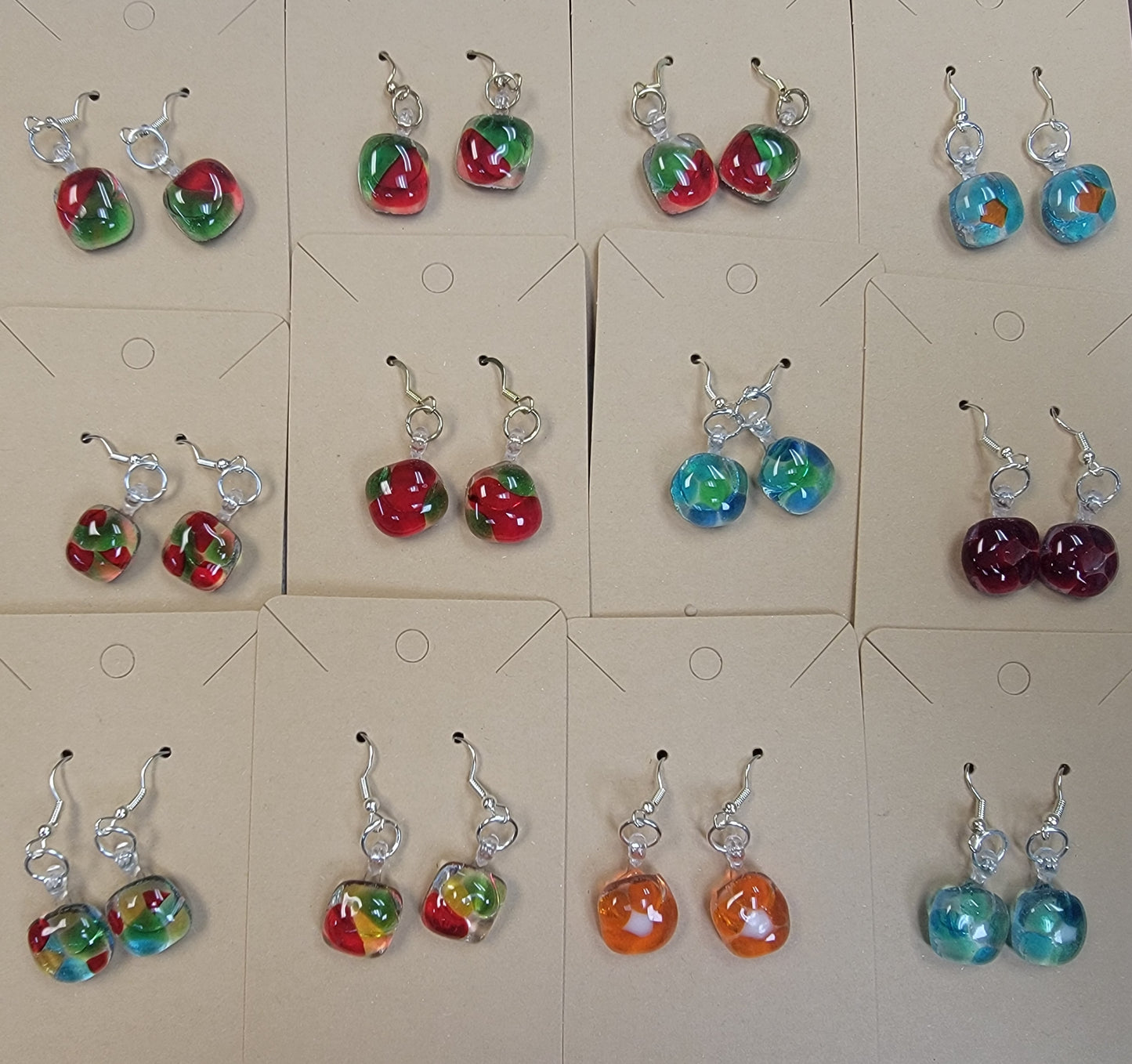 Earrings, Fused Glass