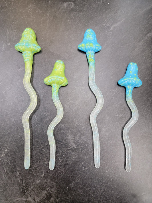 Mushroom plant stakes, Fused Glass, large